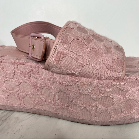 Coach Noelle Light Pink Signature Terry Platform Sandal 9B - Picture 9 of 16